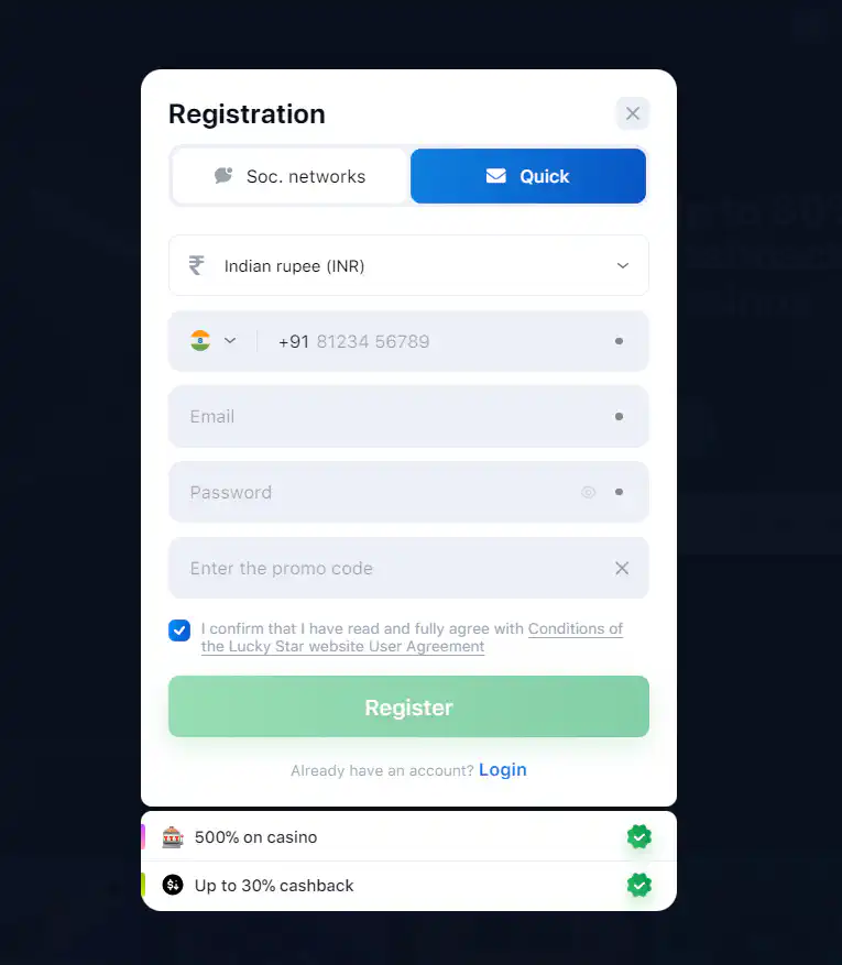 Lucky Star registration